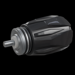 Flow Cap Counterweight Kit fully assembled with the black Flow Cap pushed all the way onto the Flow Cap Mount, showing the mount&