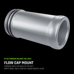 Flow Cap Mount: threads onto the back of the hilt, empty bore so you can add a Contact Saber Weight later.
