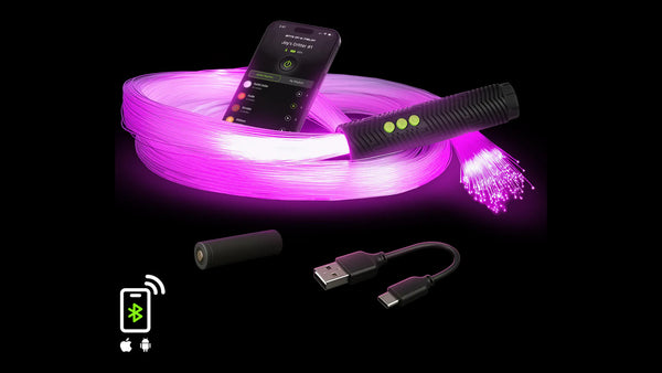 Fiber Optic Costume Kit with RGB Critter BT flashlight, app, battery and charging cable