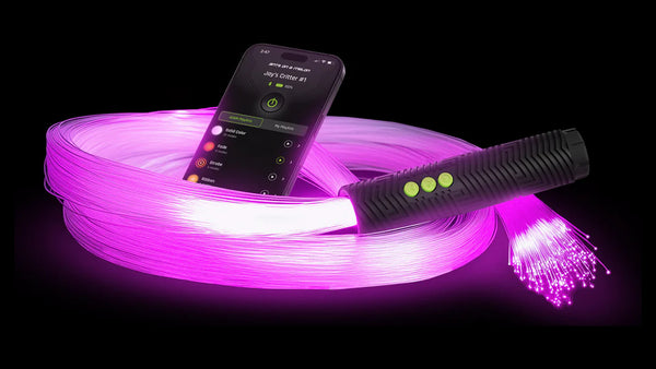 Fiber Optic Costume Kit whip coil with RGB Critter BT handle and app