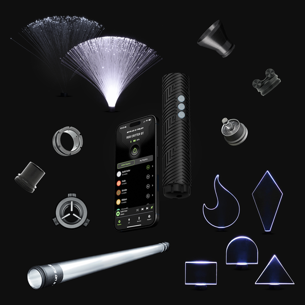 RGB Critter BT kit lineup: flashlight, app, fiber optic fans, blades and adapters