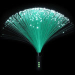 Green fiber optic Light Painting Duster with light-up ends, designed for flow arts, light trail creation, and artistic performances at festivals like Burning Man.