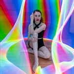 Light painting artwork created using the RGB Jupiter Rope accessory, showcasing flowing, illuminated designs ideal for light art, flow performances, and events like Burning Man.