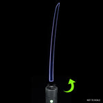 Katana light painting blade with holder adapter attached to RGB Critter, creating long sharp light effects in long exposure photography