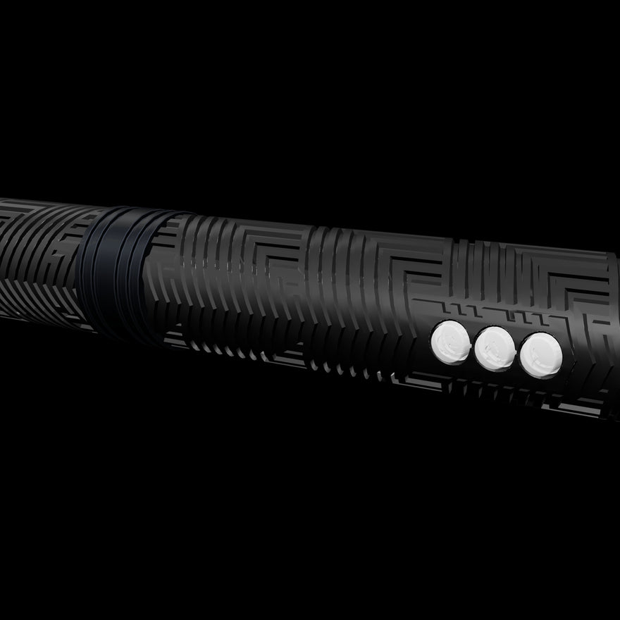 Close up of the centre of the LED Staff Kit: two RGB Critter BT flashlights joined back to back by the Critter Connector