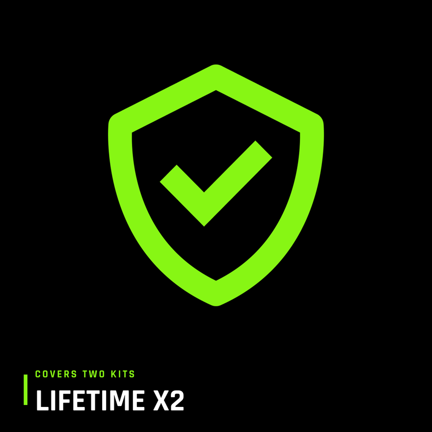 Lifetime warranty protection add-on for two kits, covering failures and defects on every item