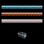 Pattern Tube Set: Butterfly, Honeycomb and Dots Combo 11 in light painting tubes with an RGB Critter Tube Adapter, drawn to scale