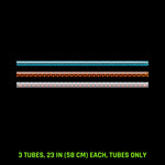 Pattern Tube Set, 23 in (58 cm), Tubes Only: Butterfly, Honeycomb and Dots Combo light painting tubes, drawn to scale