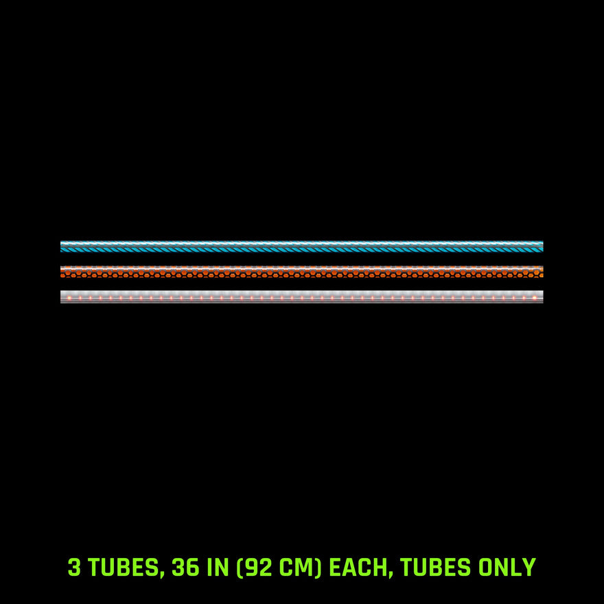 Pattern Tube Set, 36 in (92 cm), Tubes Only: Butterfly, Honeycomb and Dots Combo light painting tubes, drawn to scale