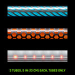Pattern Tube Set, 5 in (13 cm), Tubes Only: Butterfly, Honeycomb and Dots Combo light painting tubes, drawn to scale
