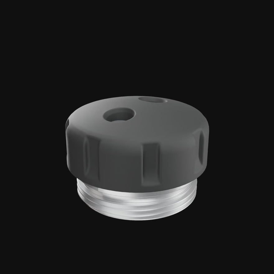 Modular End Cap rotating 360 degrees on black.