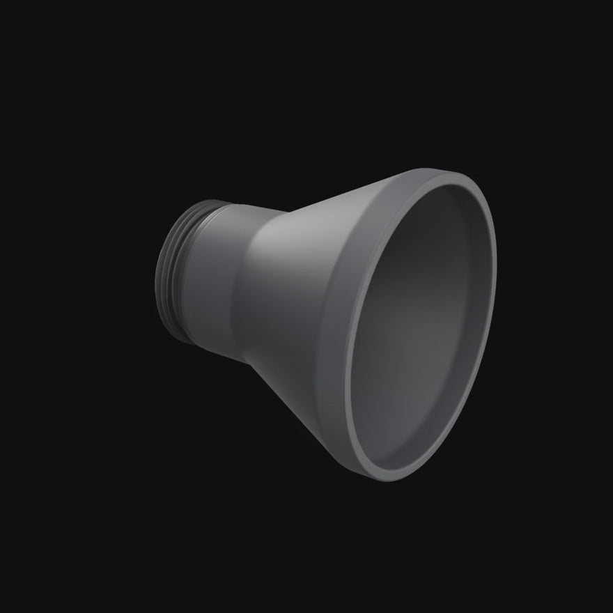 Illuminator with its black anodized medium housing, rotating 360 degrees on black.