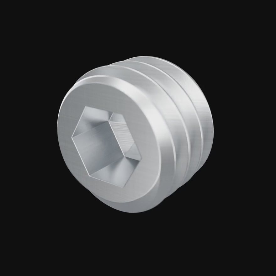 Silicone Cap Weight Set Screws rotating 360 degrees on black.
