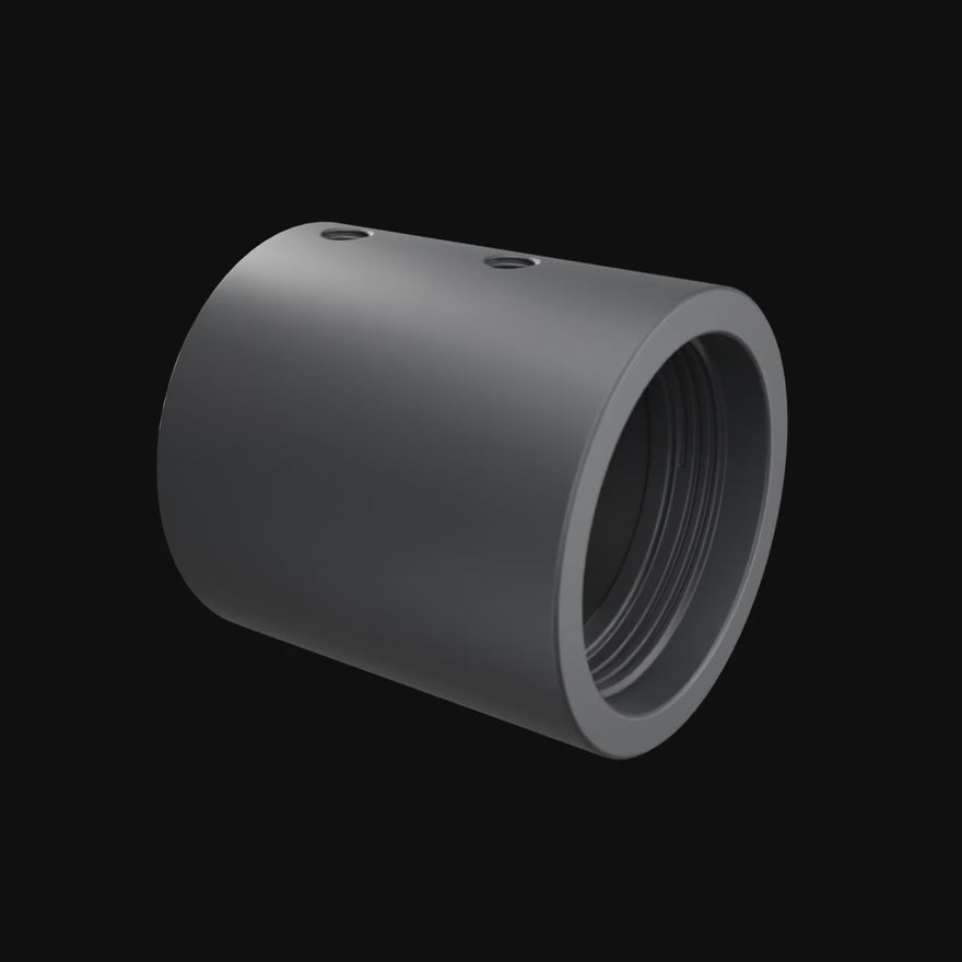 Modular Saber Tube Adapter rotating 360 degrees on black.