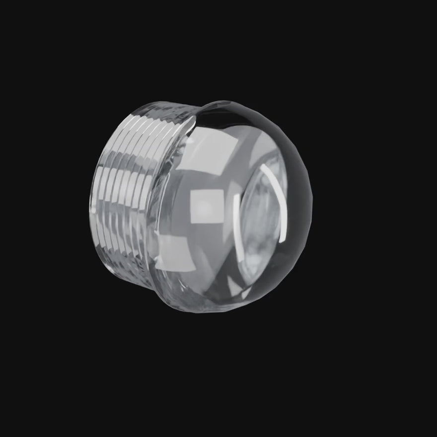 Saber Twist-On Cap (Clear) rotating 360 degrees on black.