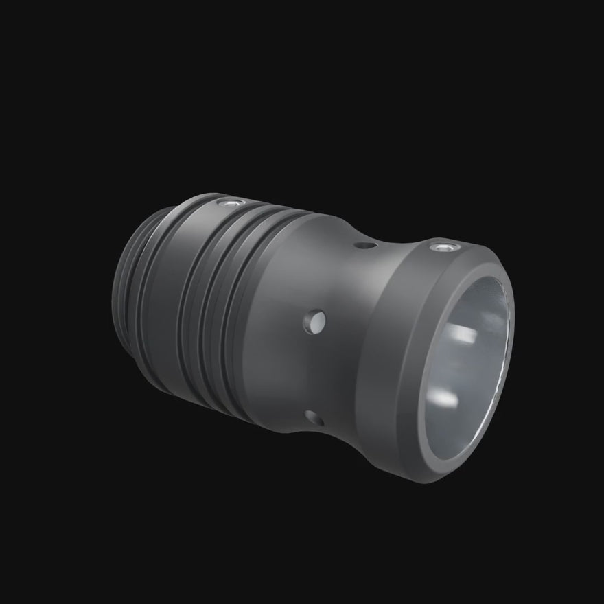RGB Critter Tube Adapter - Long rotating 360 degrees on black.