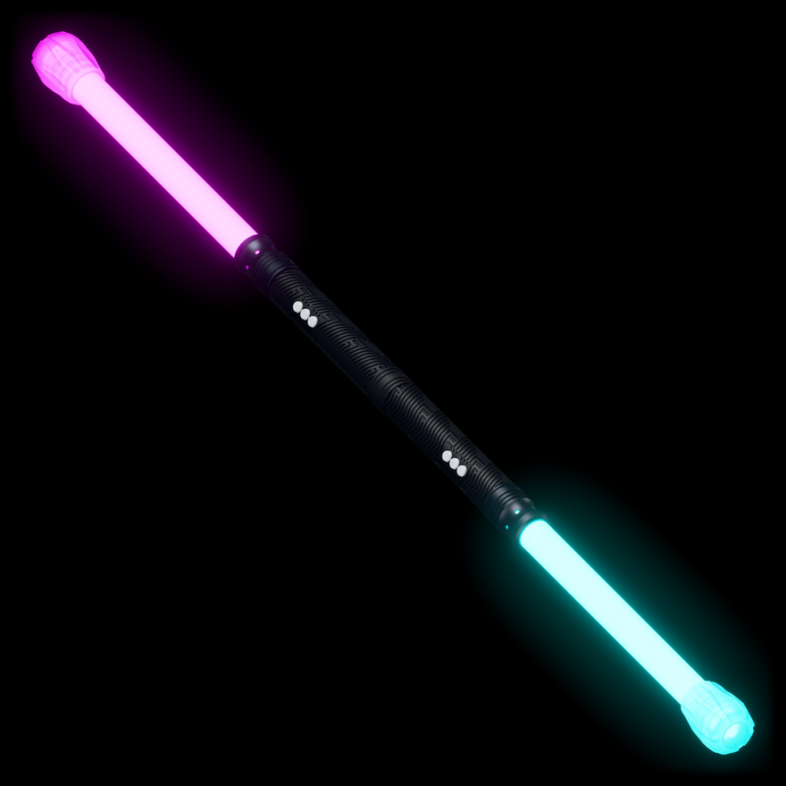 LED Staff cycling through its light modes, each end lit by its own Critter