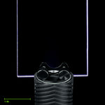 Rectangle Blade clamped in the Light Painting Blade Holder on an RGB Critter BT flashlight, thumbscrews tightened, shown to scale. Blade is 8 in (20 cm) long