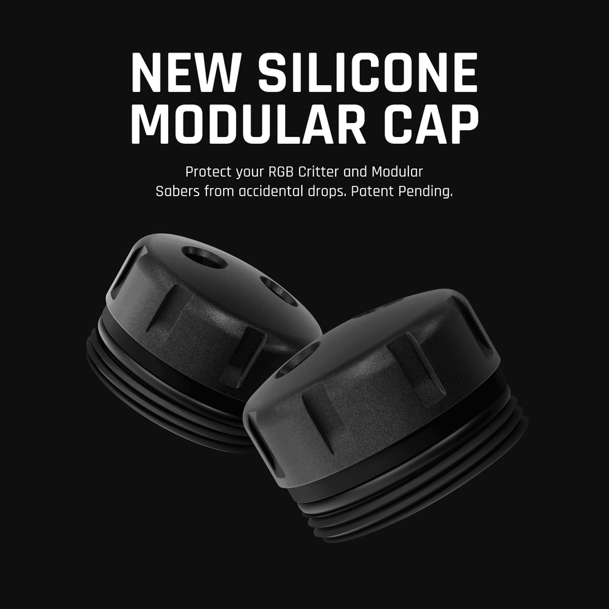 Graphic showing the silicone Modular Cap accessory for the RGB Critter BT flashlight

