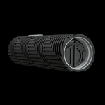 Back end of the RGB Critter BT flashlight with end cap removed, showing the USB-C charging port and battery door