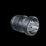 Looking into the polished aluminum bore of the RGB Critter Tube Adapter Long where the tube seats