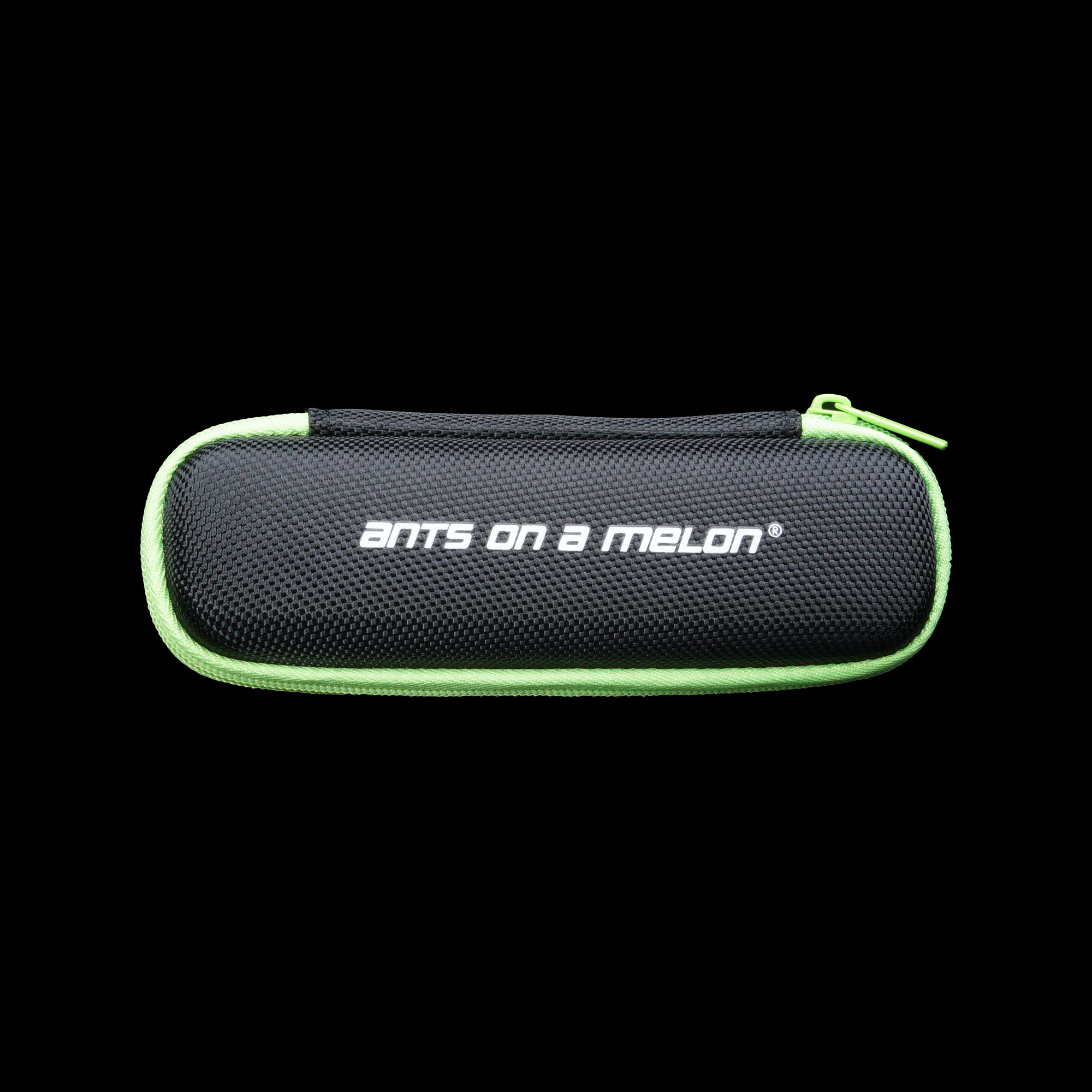RGB Critter travel case holding the flashlight, spare battery, and charging cable