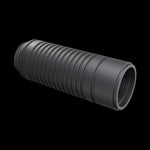 Saber Handle Extension, matte black anodized aluminum with grip rings, on black.