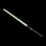 Sol Saber Kit as it ships: 30 inch plain tube glowing green with the twist-on cap, RGB Critter Tube Adapter, RGB Critter BT and Saber Hilt Extension