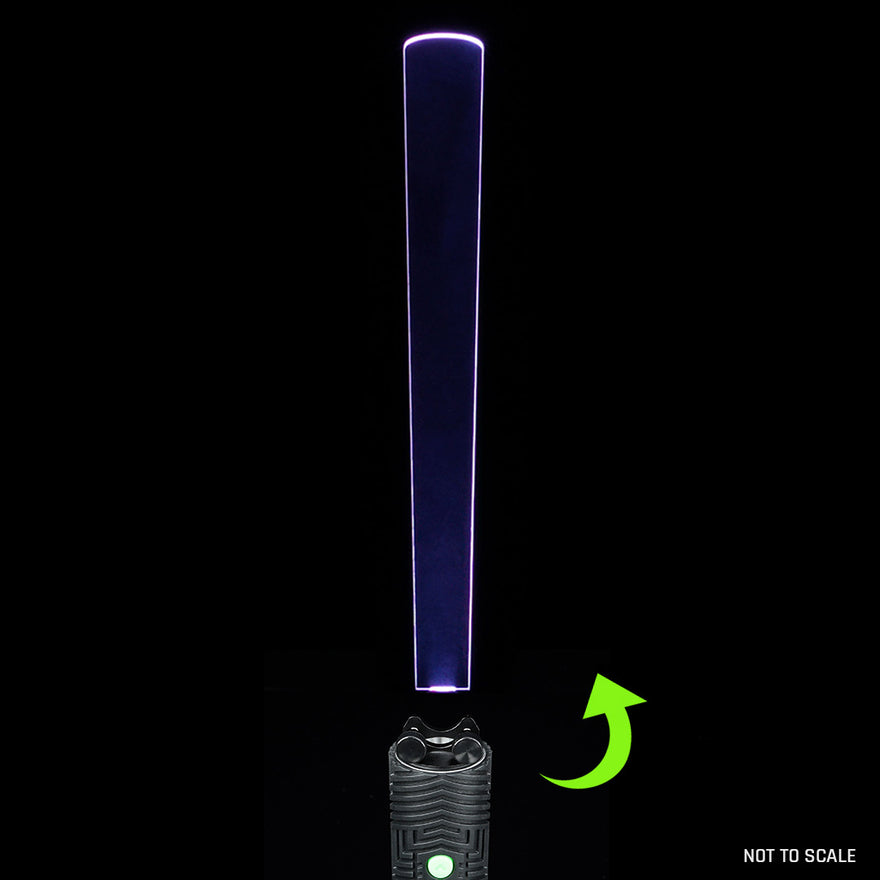 Slugger light painting blade with holder adapter connected to RGB Critter, producing bold dynamic light trails in photography