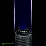 Slugger Blade clamped in the Light Painting Blade Holder on an RGB Critter BT flashlight, thumbscrews tightened, shown to scale. Blade is 18 in (46 cm) long
