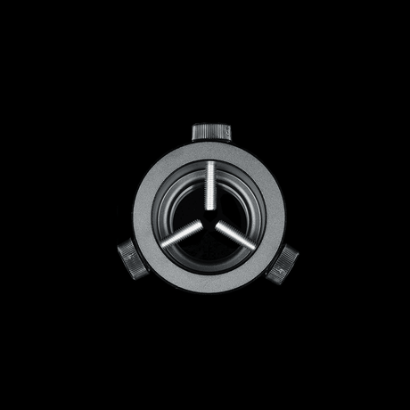 Top view of the small tube holder with large thumbscrews
