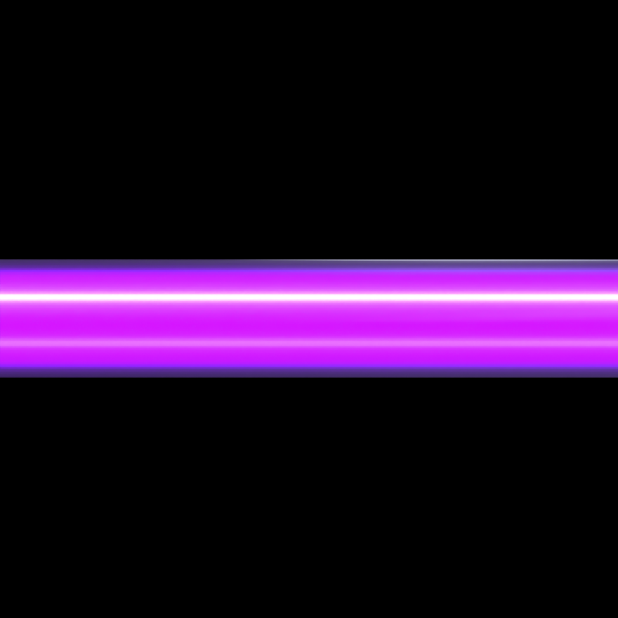 Sol Saber Tube lit purple from the inside. The frosted white tube spreads the light evenly along its whole length.