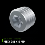 Tube Adapter and Connector set screw, M5 x 0.8 x 4mm stainless flat-tip locking screw