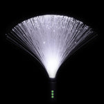 White fiber optic Light Painting Duster with glowing ends, ideal for flow arts, creating vivid light trails, and enhancing performances at festivals like Burning Man.